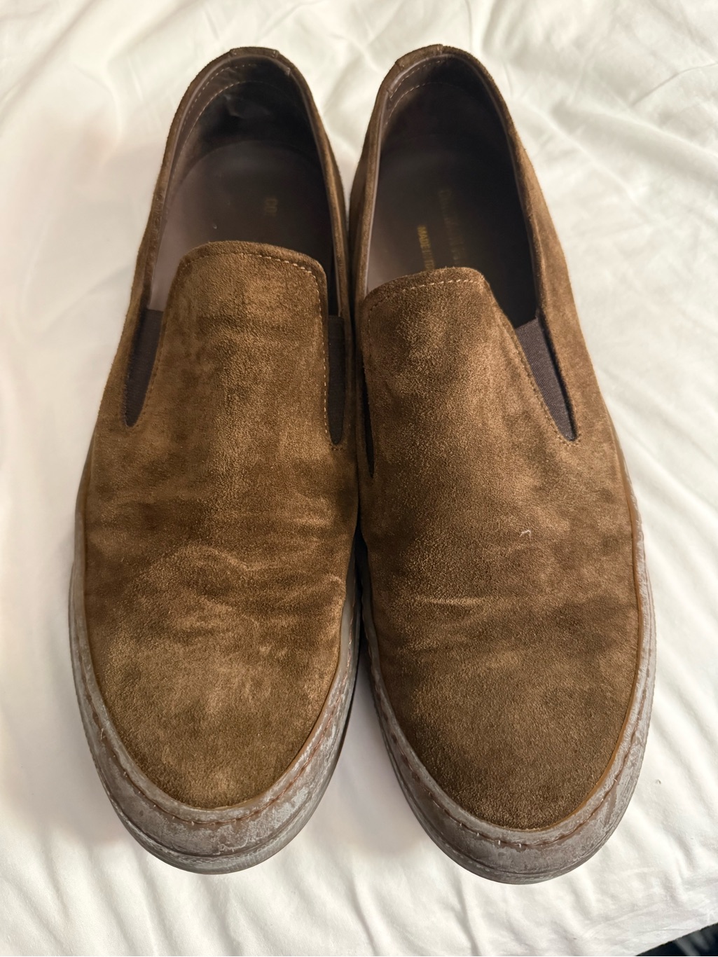 Common Projects Suede Slip-On Sneakers Brown 5231 Size 41 (Us 8) Made In Italy